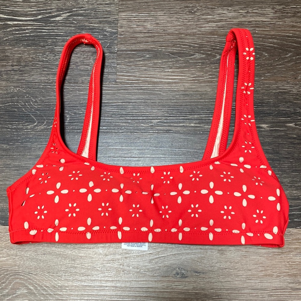 J. Crew Red Scoop Bikini Top